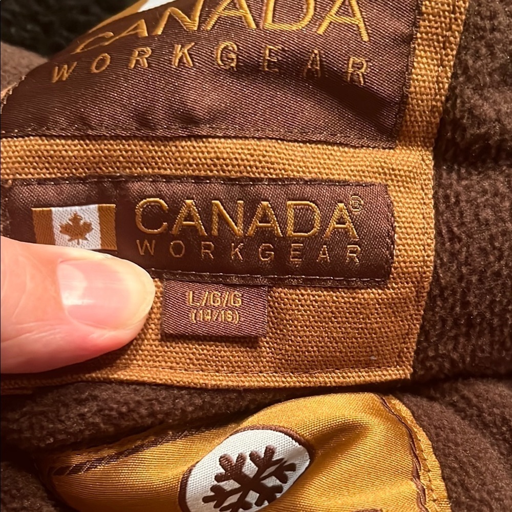 EUC Canada Workgear Kid's Wip Brown Heavy Outdoor Pocket Hood Jacket Size L - Picture 9 of 9